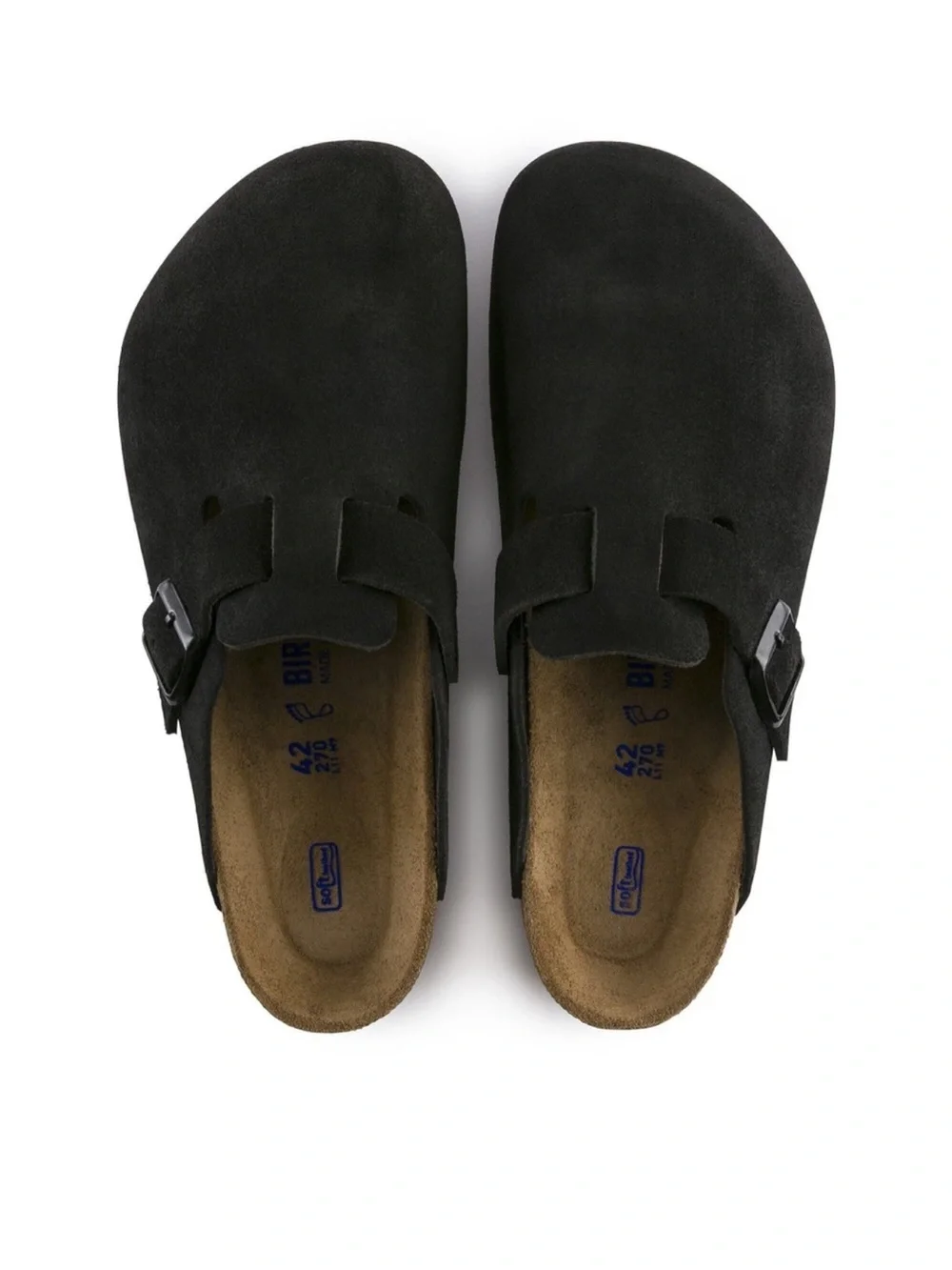 Birkenstock Boston Black Suede Soft Footbed Unisex Clogs EU 38-45